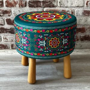 Çiçek Bahçesi Desenli Bohem Dekoratif Puf