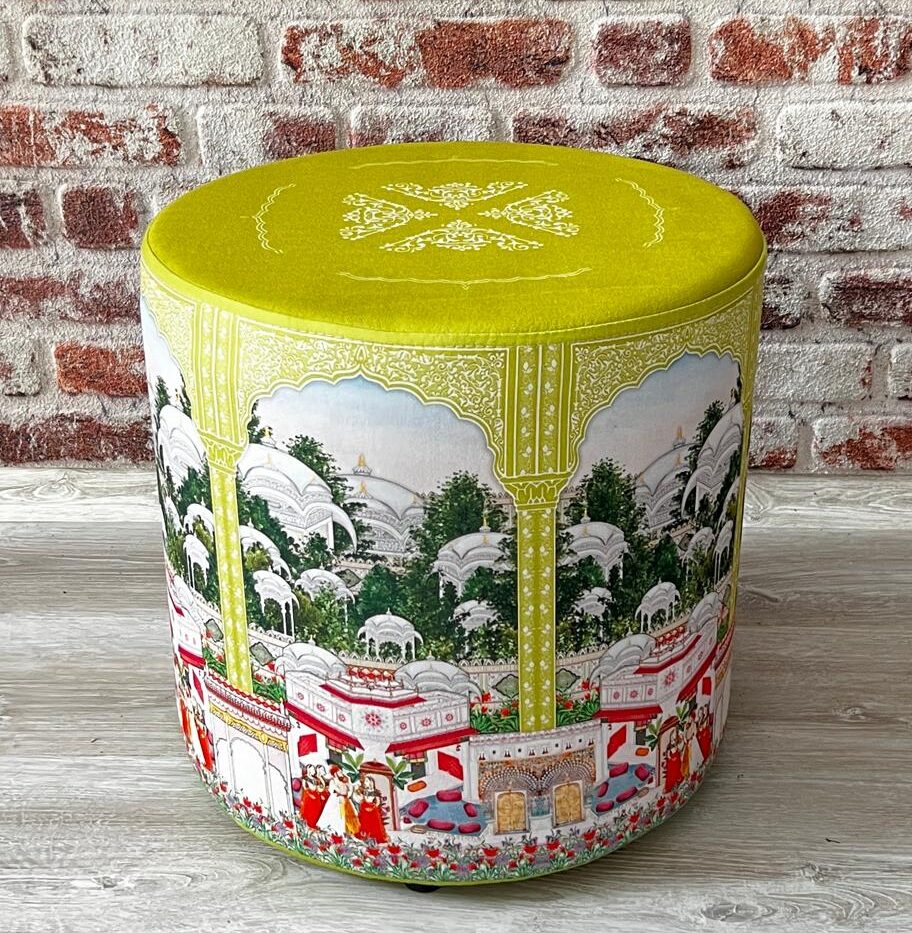 Harem Desenli Dekoratif Yuvarlak Puf