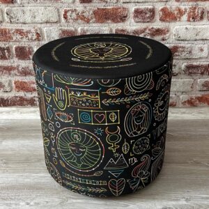 Başak Zodiac Desenli Dekoratif Yuvarlak Puf