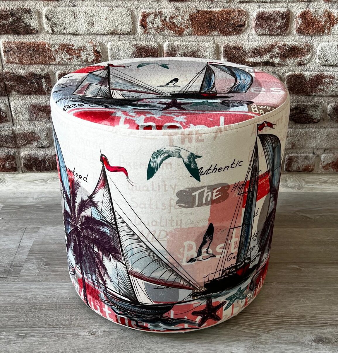 Sunset Desenli Dekoratif Yuvarlak Puf