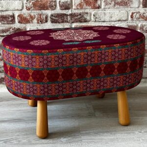Etnik Desenli Dekoratif Oval Puf