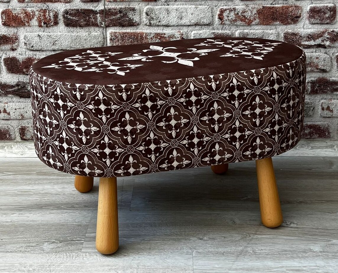Greek Desenli Dekoratif Oval Puf