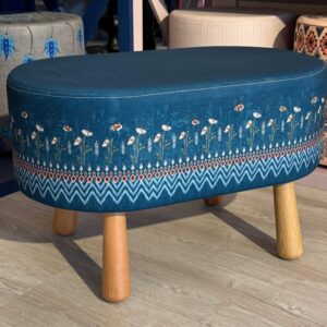 Burçak Desenli Dekoratif Oval Puf