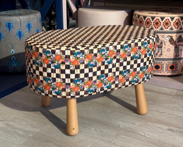 Fancy Desenli Dekoratif Oval Puf