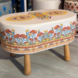 Crown Desenli Dekoratif Oval Puf