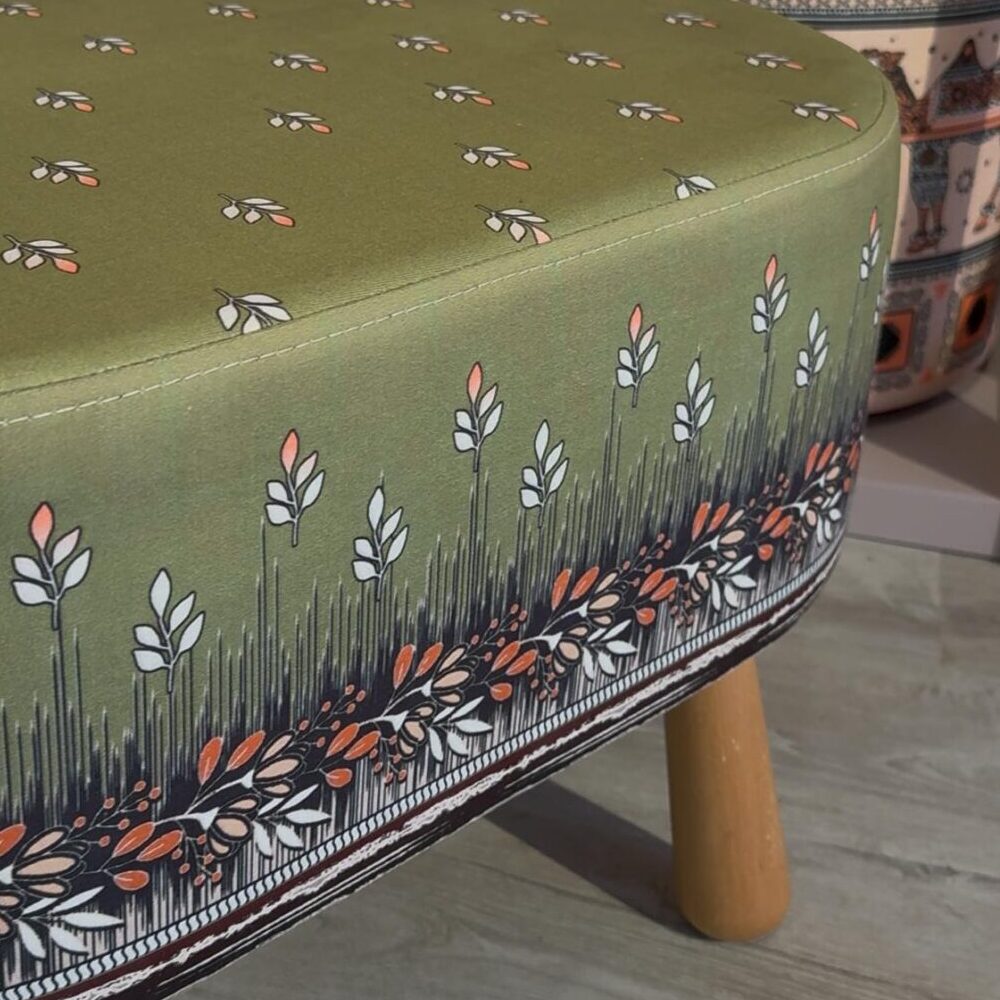 Salkım Desenli Dekoratif Oval Puf - Görsel 3