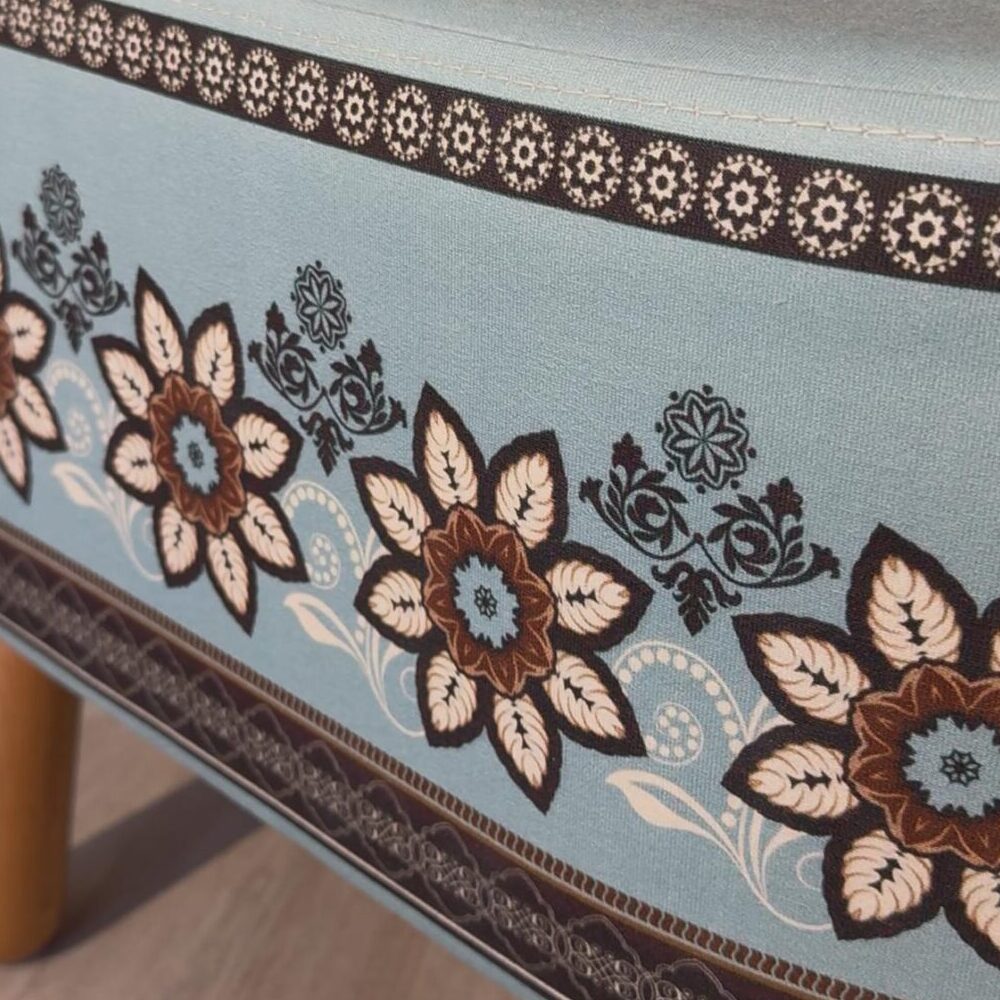 Papatya Desenli Dekoratif Oval Puf - Görsel 2