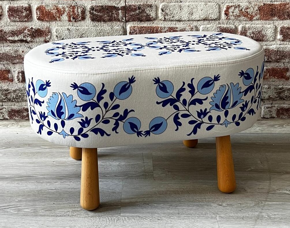 Nar Desenli Dekoratif Oval Puf